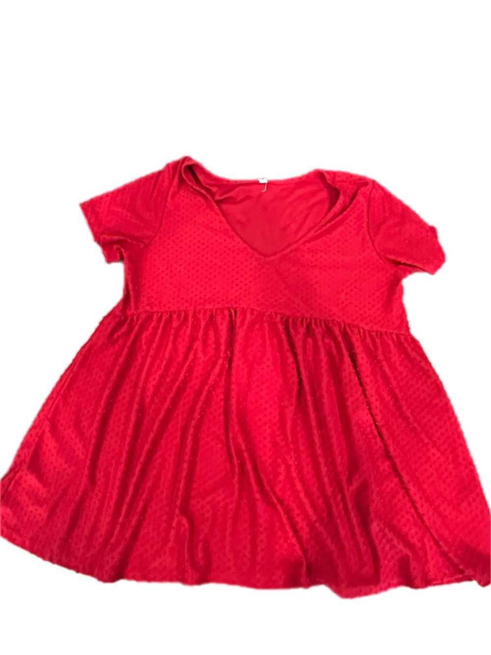 Red V-Neck Short Sleeve Babydoll shirt